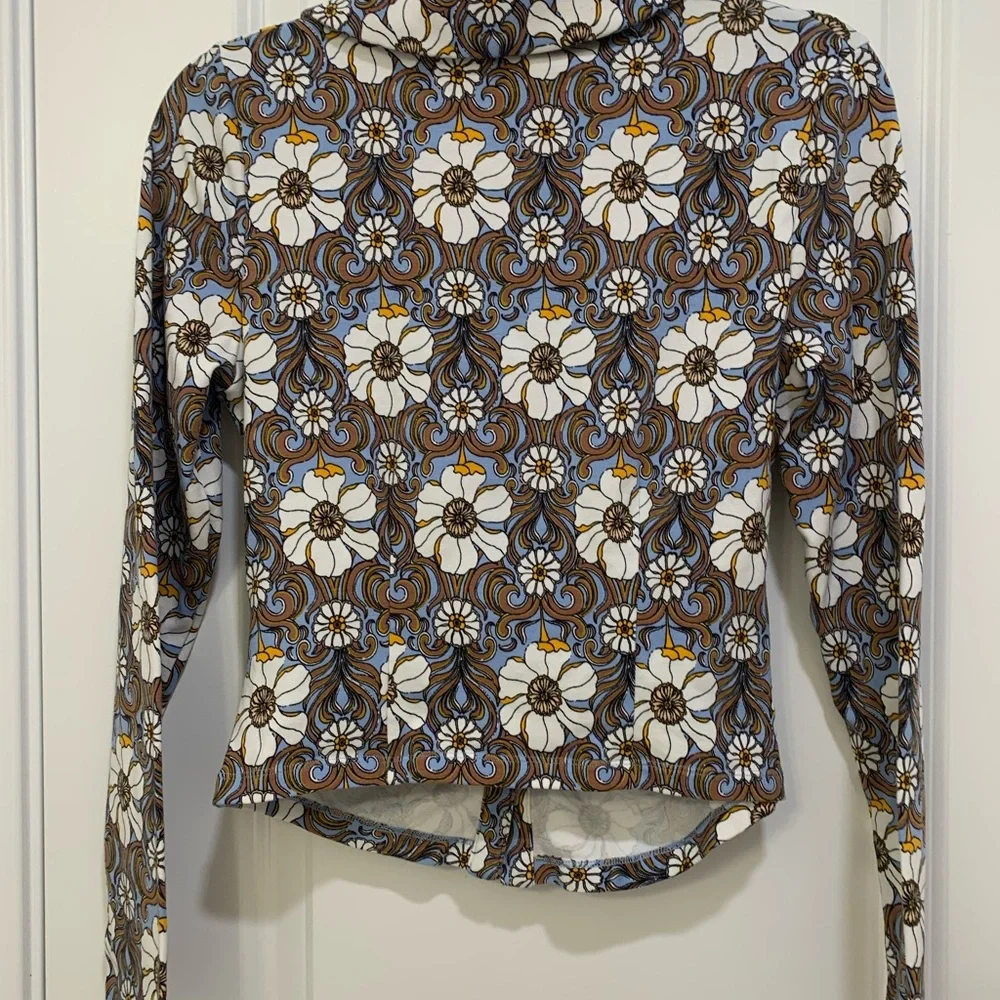 Anthropologie Maeve Women's Floral Ruched Button Down Top - Size Medium - Picture 5 of 7